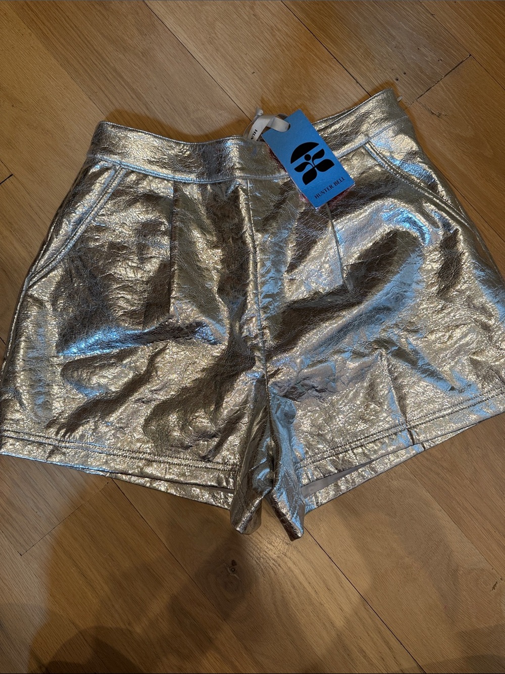 HUNTER BELL Ashton Short- Crinkled Silver NWT